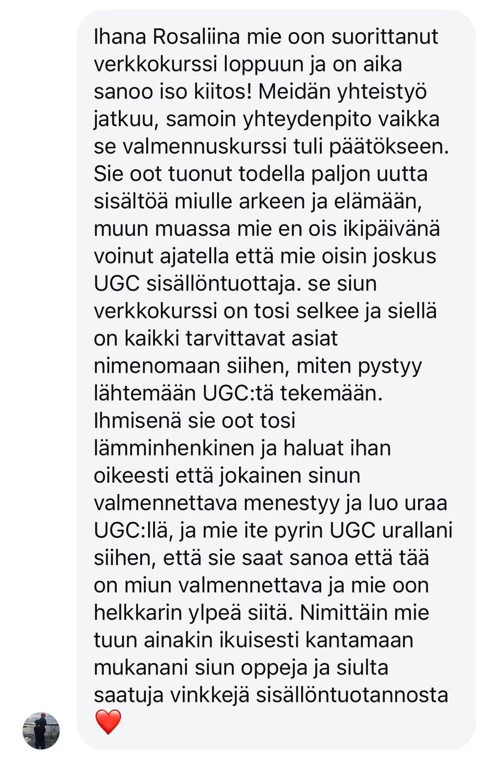 Alkuperäinen valmennettavan palaute 8