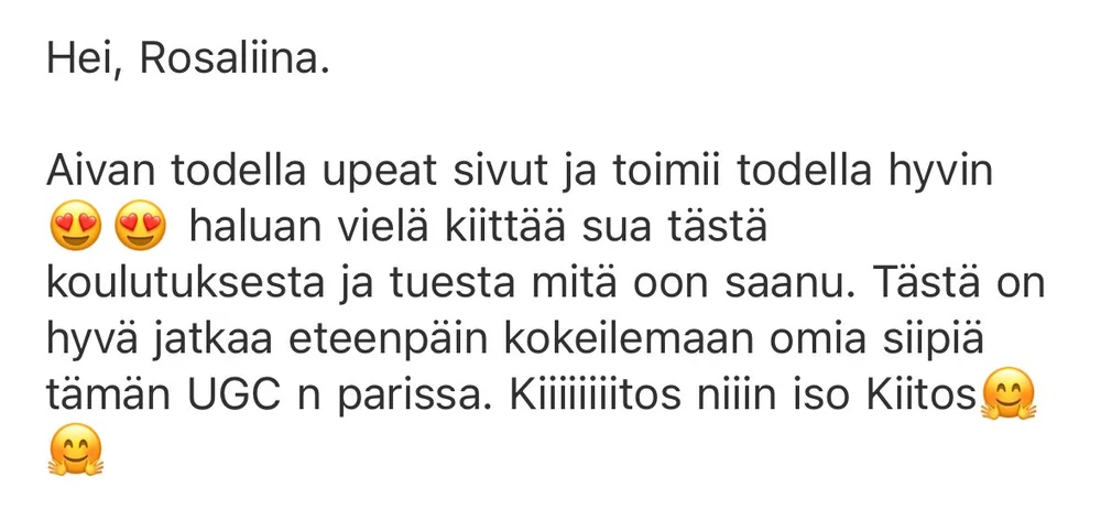 Alkuperäinen valmennettavan palaute 6
