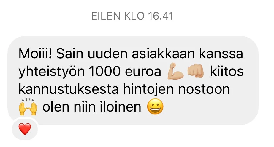 Alkuperäinen valmennettavan palaute 7